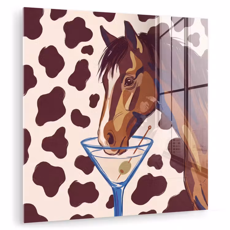 Glas schilderij - Paard - Martini - Dieren - Abstract - Bruin — 1