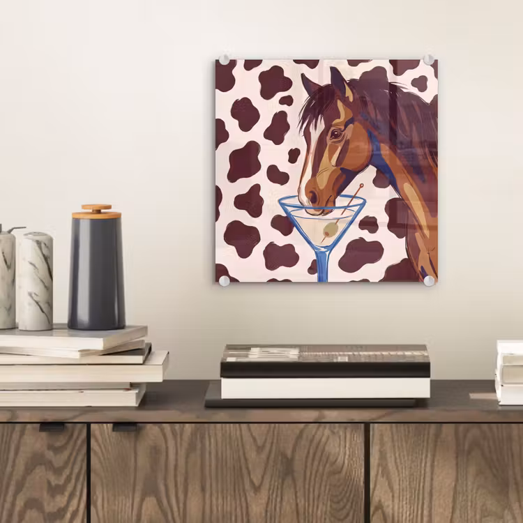 Glas schilderij - Paard - Martini - Dieren - Abstract - Bruin — 2