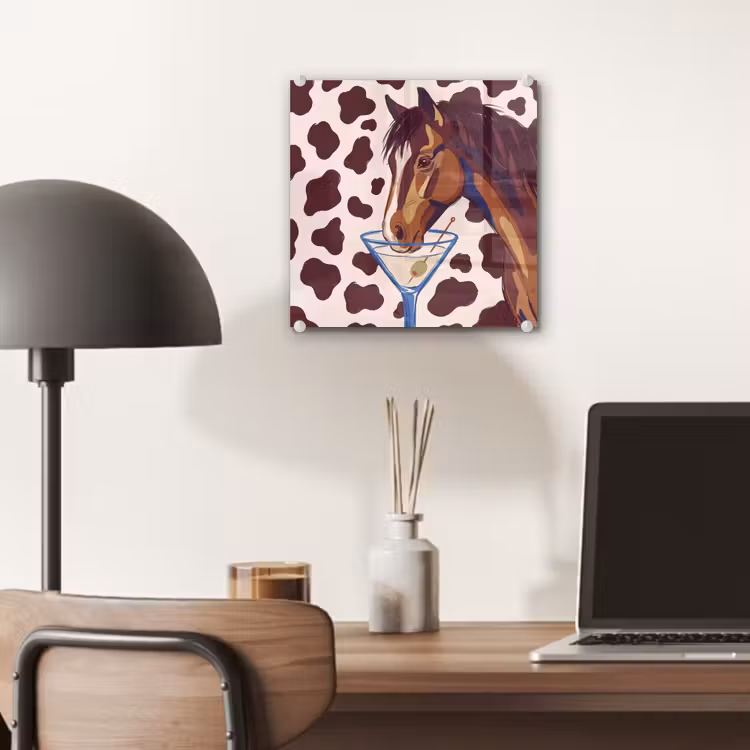 Glas schilderij - Paard - Martini - Dieren - Abstract - Bruin — 7
