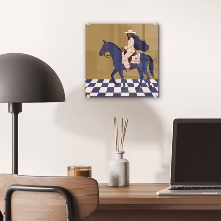 Glas schilderij - Vrouw - Paard - Rijden - Modern - Abstract — 7