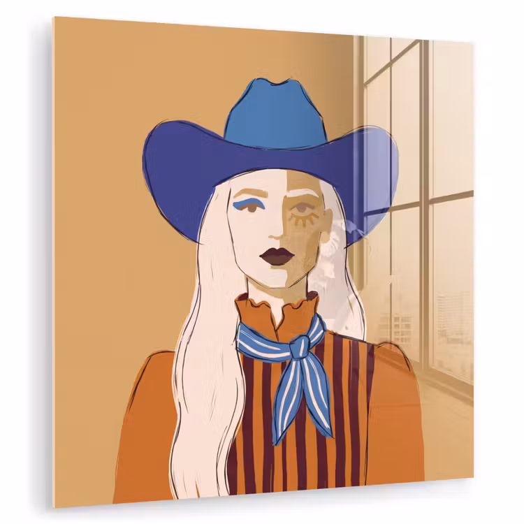 Glas schilderij - Vrouw - Portret - Abstract - Kleurrijk - Modern — 1