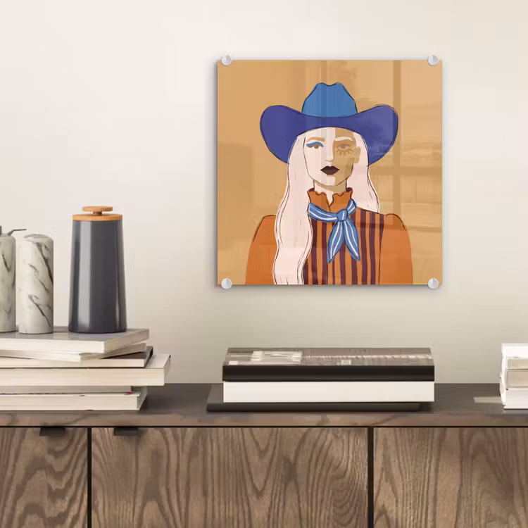 Glas schilderij - Vrouw - Portret - Abstract - Kleurrijk - Modern — 2
