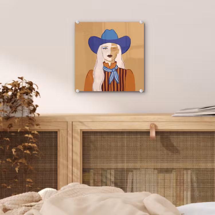Glas schilderij - Vrouw - Portret - Abstract - Kleurrijk - Modern — 5