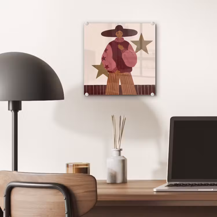 Glas schilderij - Vrouw - Hoed - Abstract - Modern - Portret — 7