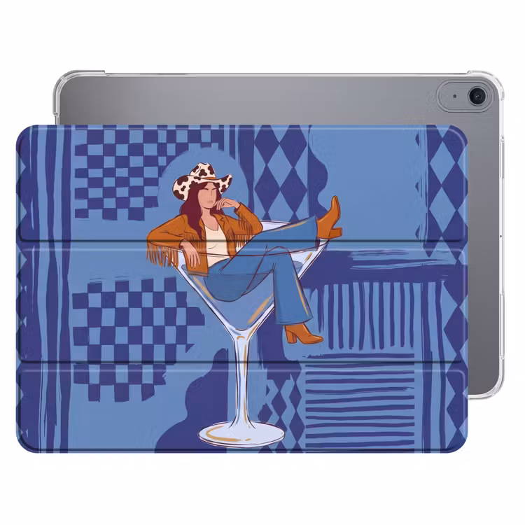 iPad hoes - Vrouw - Martini glas - Abstract - Blauw - Kunst — 1