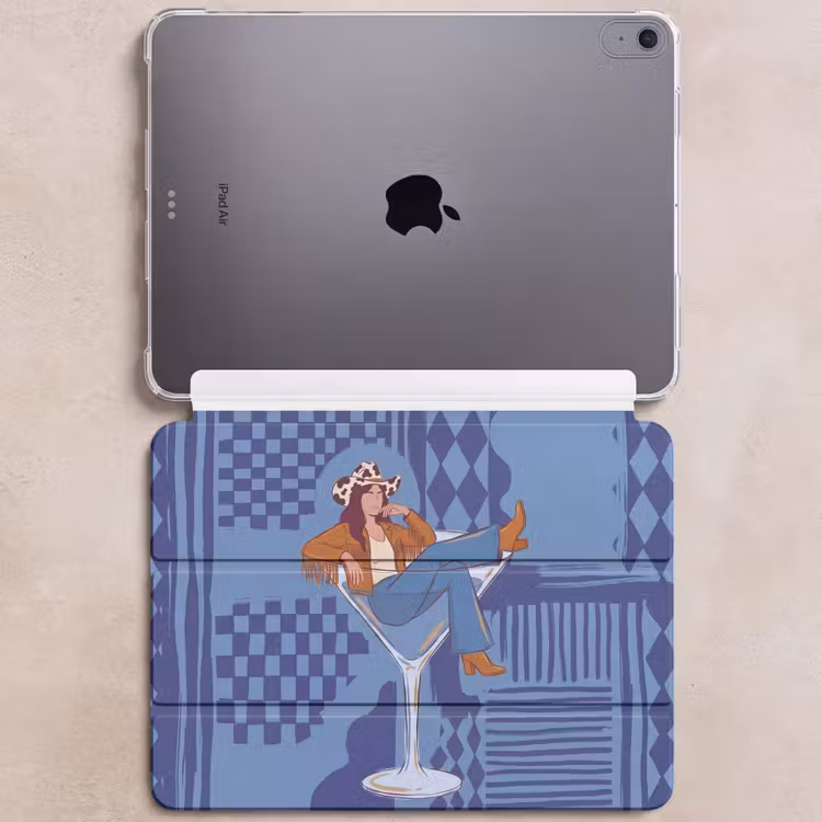 iPad hoes - Vrouw - Martini glas - Abstract - Blauw - Kunst — 6