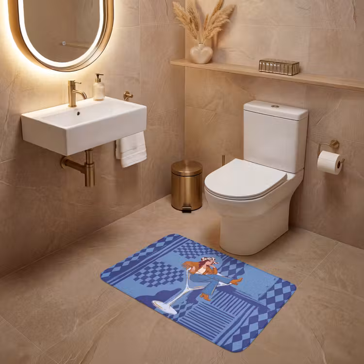 Wc Mat - Vrouw - Martini glas - Abstract - Blauw - Kunst — 4