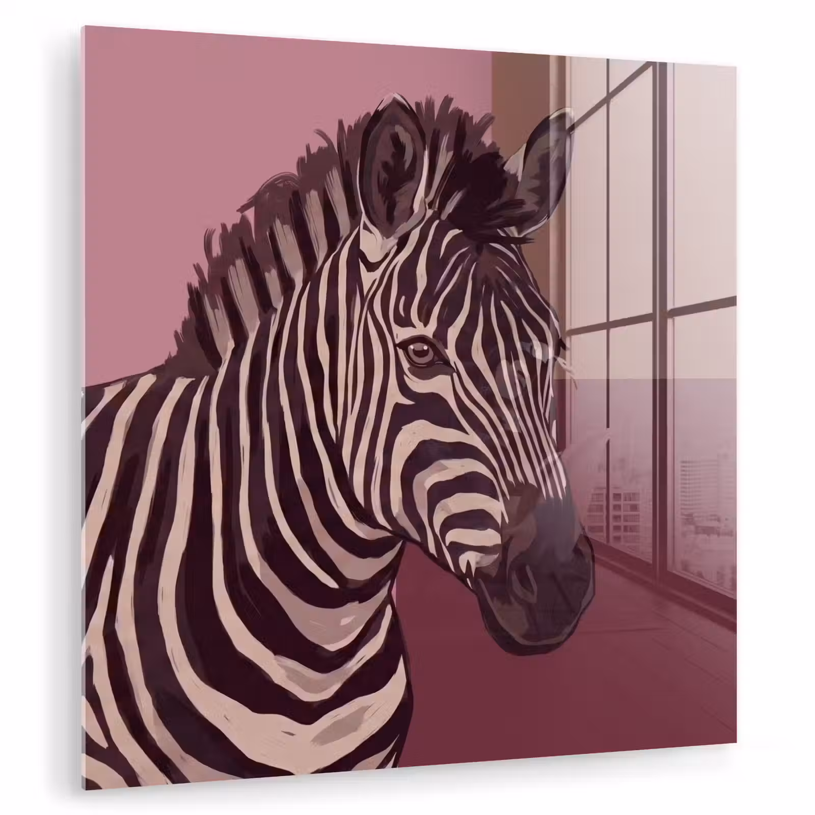 Glas schilderij - Dieren - Zebrahoofd - Wildlife - Modern - Bruin — 1