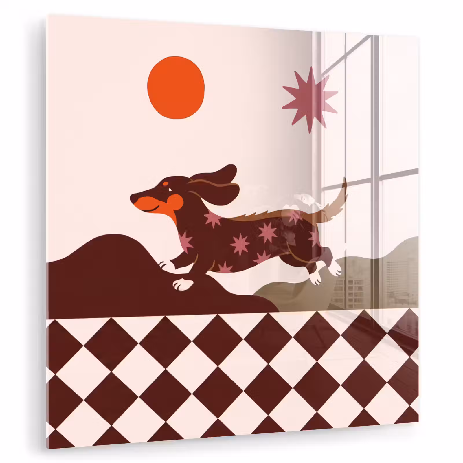 Glas schilderij - Hond - Abstract - Dieren - Modern - Bruin — 1