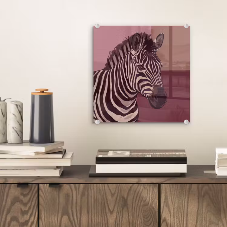 Glas schilderij - Dieren - Zebrahoofd - Wildlife - Modern - Bruin — 2