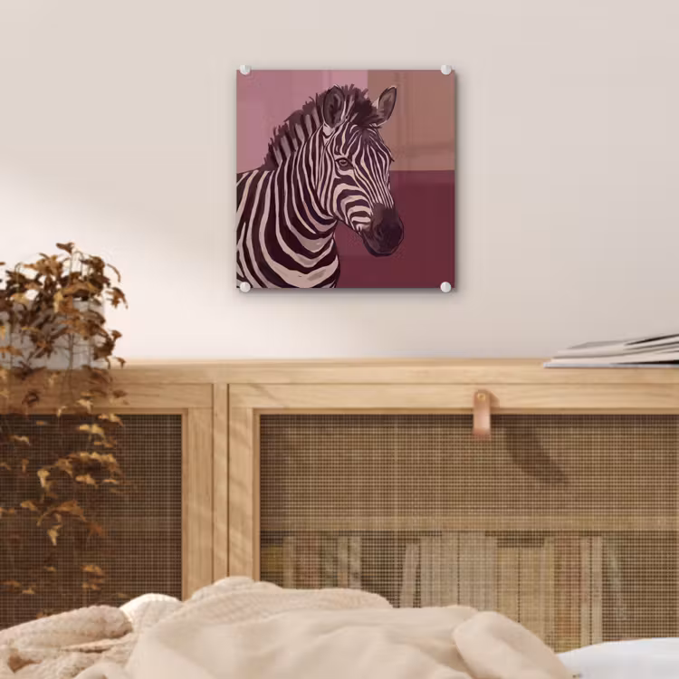 Glas schilderij - Dieren - Zebrahoofd - Wildlife - Modern - Bruin — 5