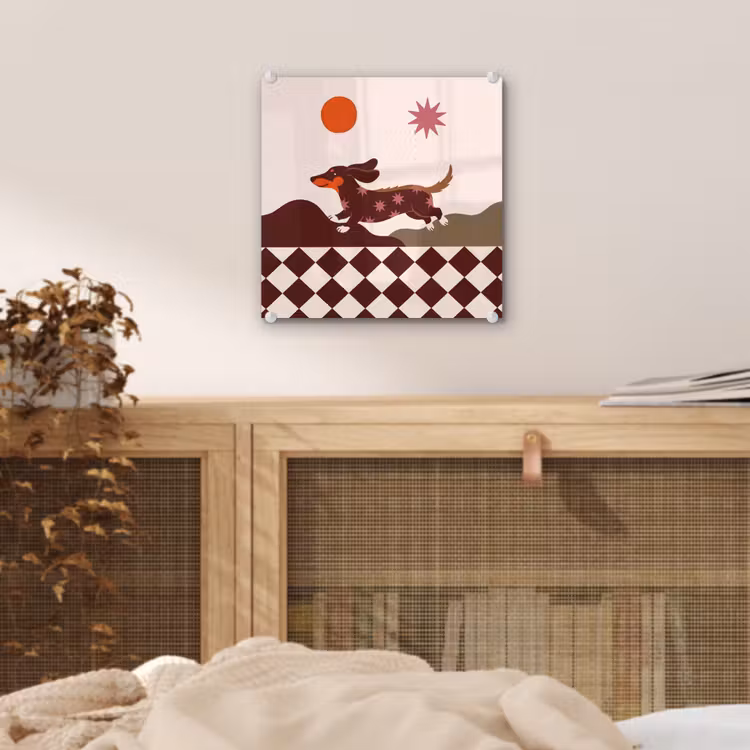 Glas schilderij - Hond - Abstract - Dieren - Modern - Bruin — 5