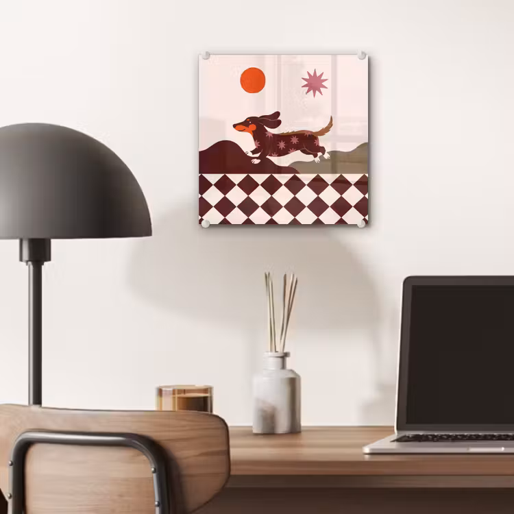 Glas schilderij - Hond - Abstract - Dieren - Modern - Bruin — 7