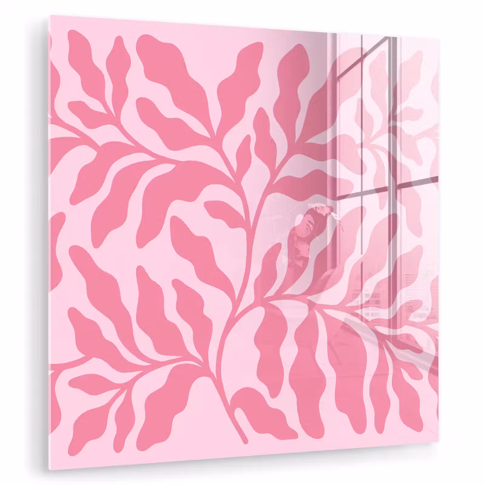 Glas schilderij - Planten - Organisch - Abstract - Modern - Roze — 1