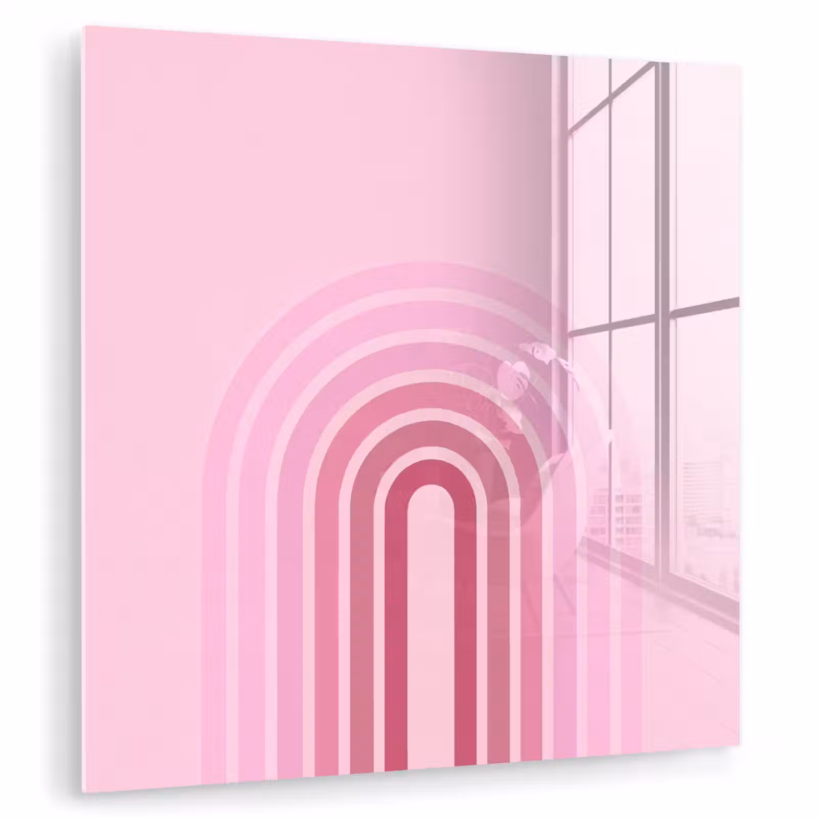 Glas schilderij - Regenboog - Roze - Abstract - Modern - Minimalistisch — 1