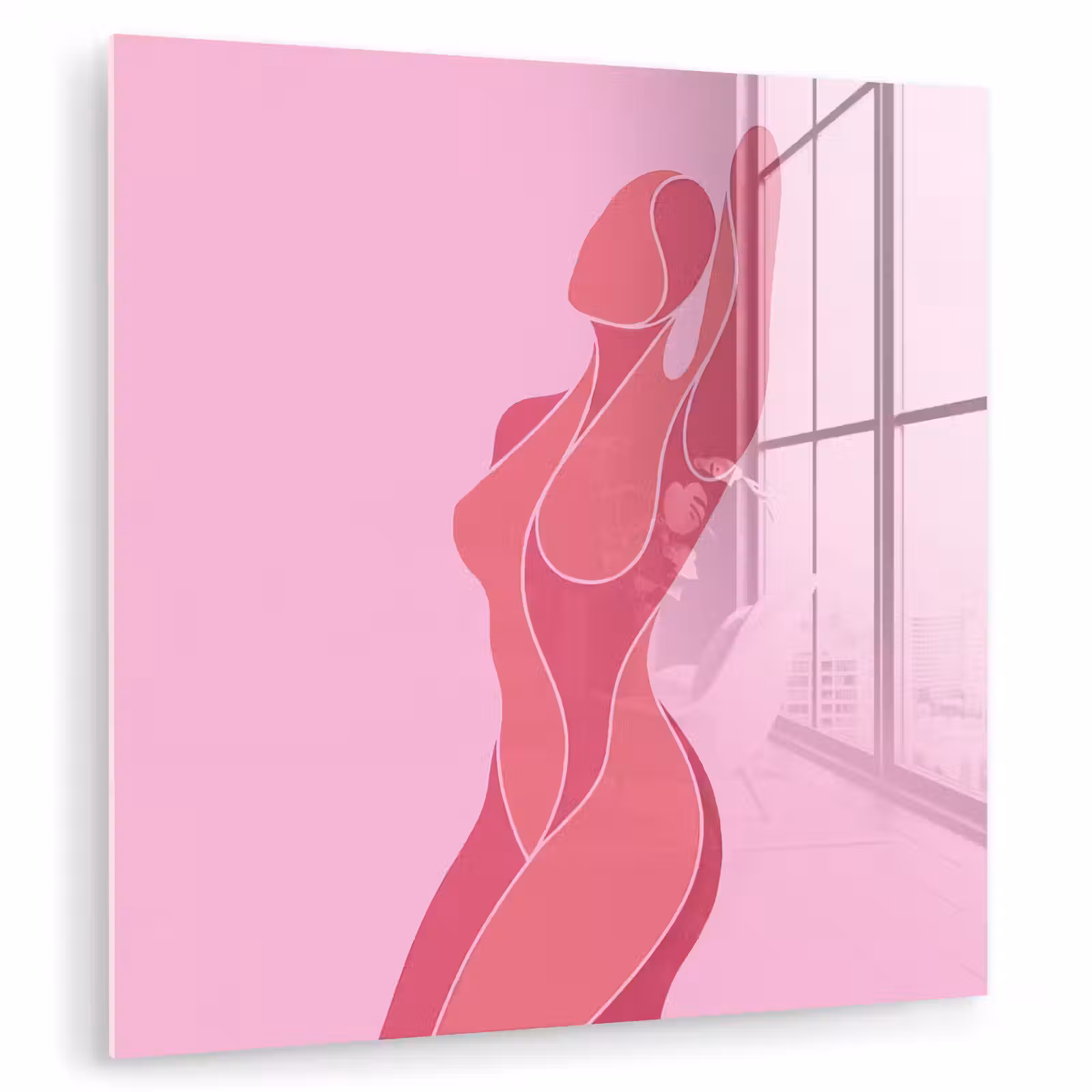 Glas schilderij - Vrouw - Lichaam - Abstract - Roze — 1