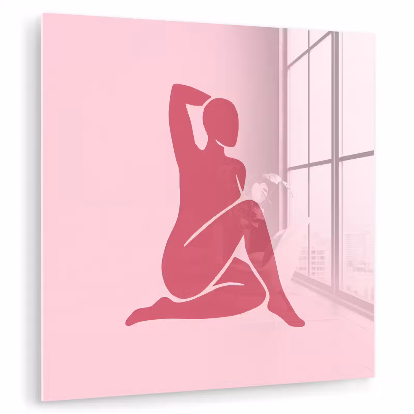 Glas schilderij - Vrouw - Silhouet - Abstract - Modern - Roze — 1