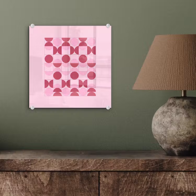 Glas schilderij - Abstract - Geometrisch - Cirkels - Roze - Modern — 4