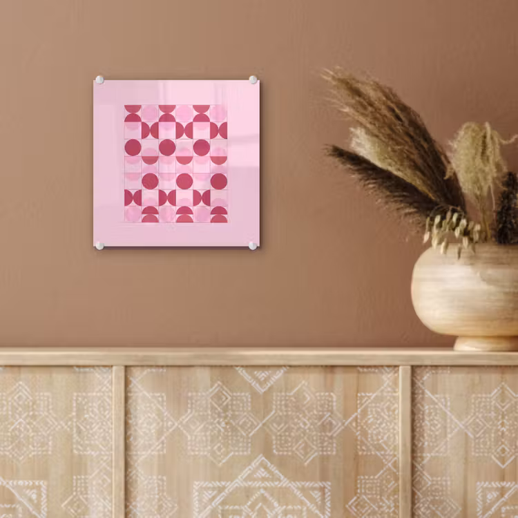 Glas schilderij - Abstract - Geometrisch - Cirkels - Roze - Modern — 6