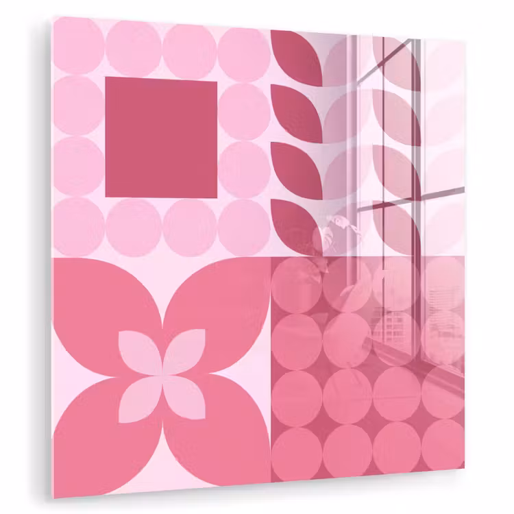 Glas schilderij - Abstract - Geometrisch - Patroon - Modern - Roze — 1