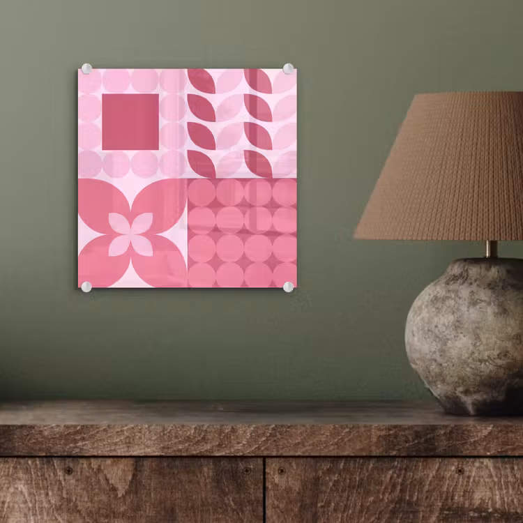 Glas schilderij - Abstract - Geometrisch - Patroon - Modern - Roze — 4