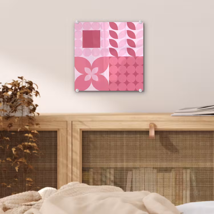 Glas schilderij - Abstract - Geometrisch - Patroon - Modern - Roze — 5