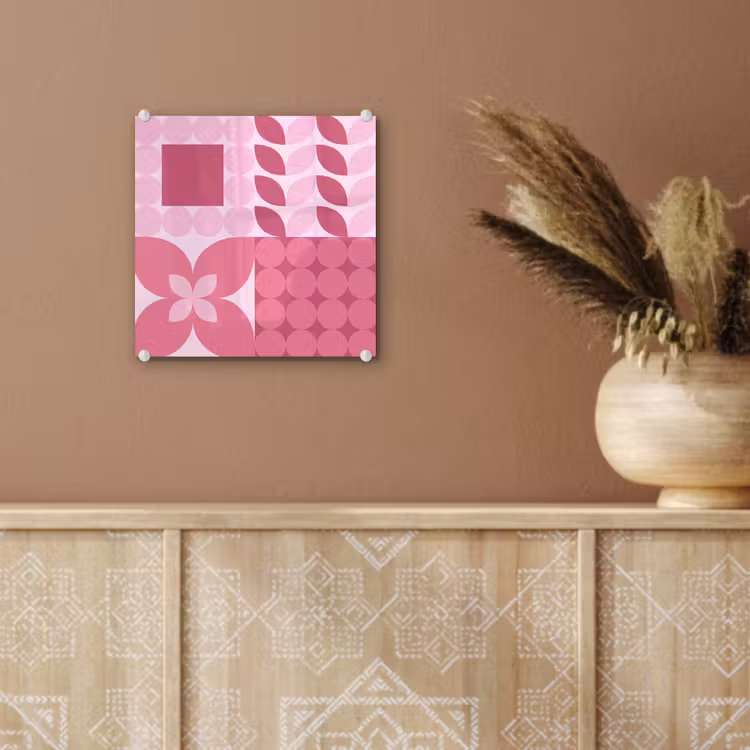 Glas schilderij - Abstract - Geometrisch - Patroon - Modern - Roze — 6