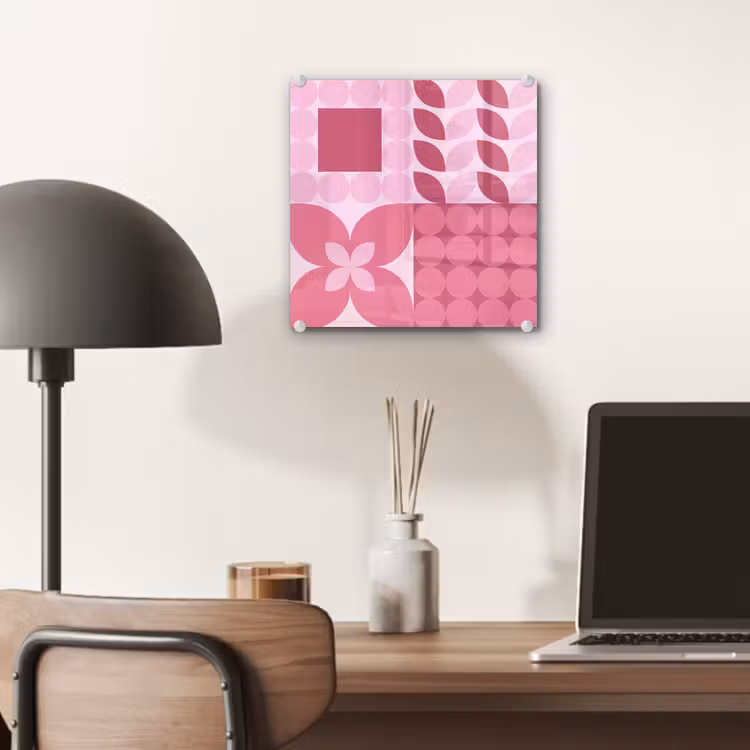 Glas schilderij - Abstract - Geometrisch - Patroon - Modern - Roze — 7