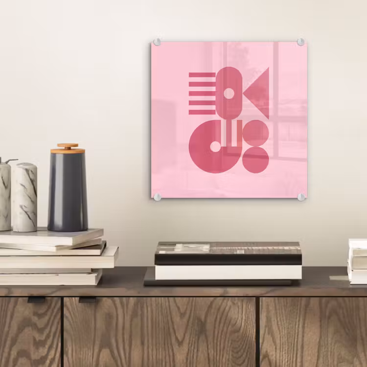 Glas schilderij - Abstract - Geometrisch - Vormen - Roze — 2