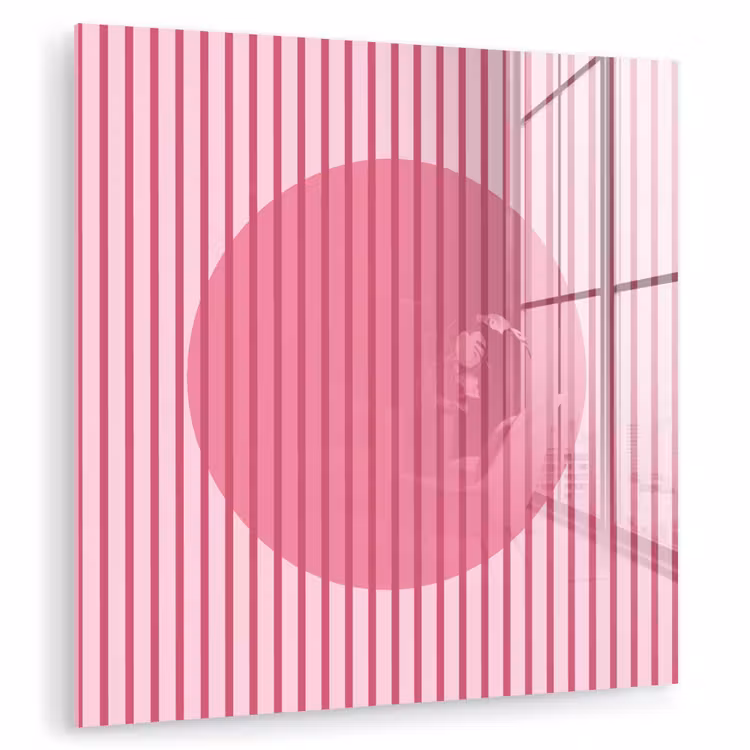 Glas schilderij - Abstract - Strepen - Ovaal - Roze - Modern — 1