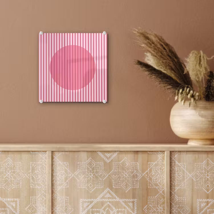 Glas schilderij - Abstract - Strepen - Ovaal - Roze - Modern — 6