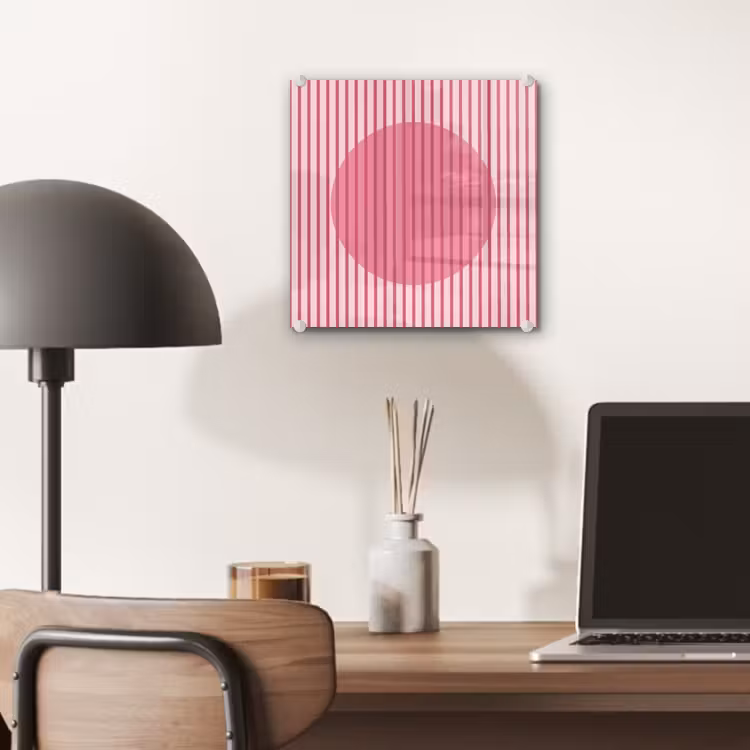Glas schilderij - Abstract - Strepen - Ovaal - Roze - Modern — 7