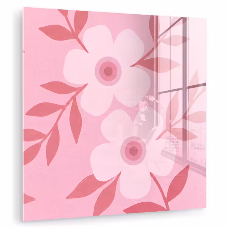 Glas schilderij - Bloemen - Abstract - Modern - Roze - Natuur — 1