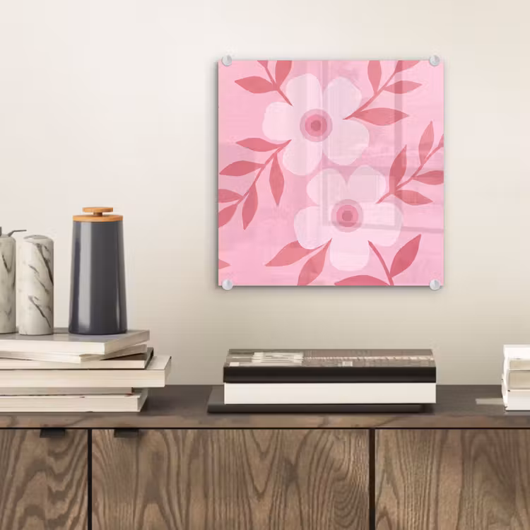 Glas schilderij - Bloemen - Abstract - Modern - Roze - Natuur — 2