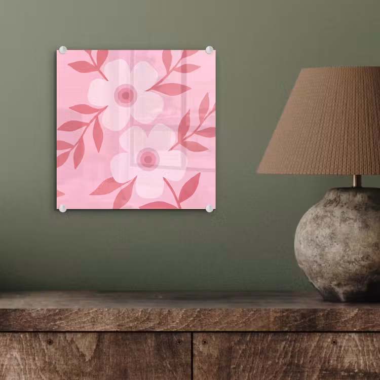 Glas schilderij - Bloemen - Abstract - Modern - Roze - Natuur — 4