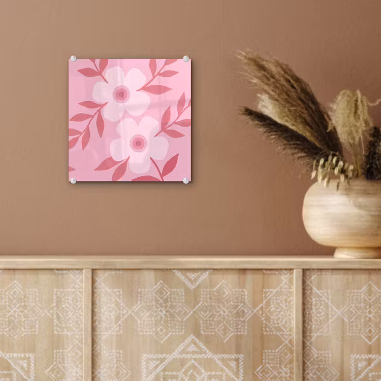 Glas schilderij - Bloemen - Abstract - Modern - Roze - Natuur — 6