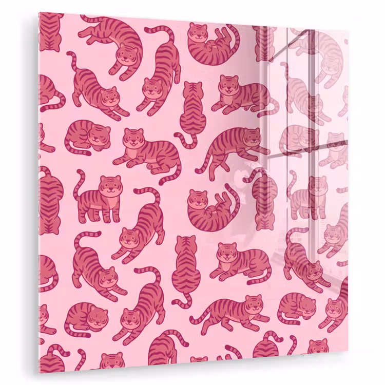 Glas schilderij - Dieren - Patroon - Roze - Speels - Cartoon — 1