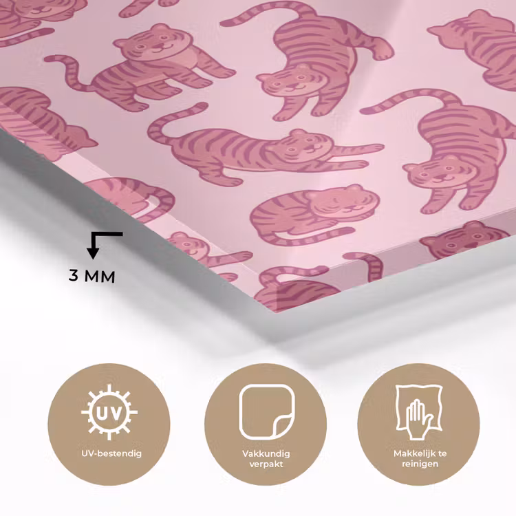 Glas schilderij - Dieren - Patroon - Roze - Speels - Cartoon — 3