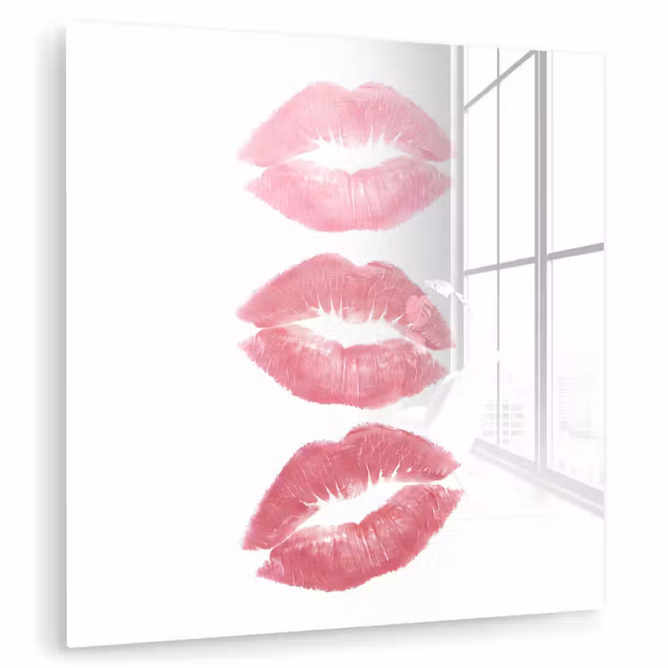 Glas schilderij - Lippen - Kusafdruk - Roze - Modern - Abstract — 1