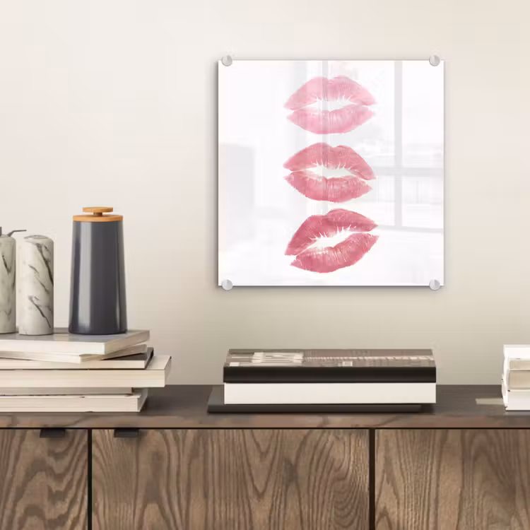 Glas schilderij - Lippen - Kusafdruk - Roze - Modern - Abstract — 2
