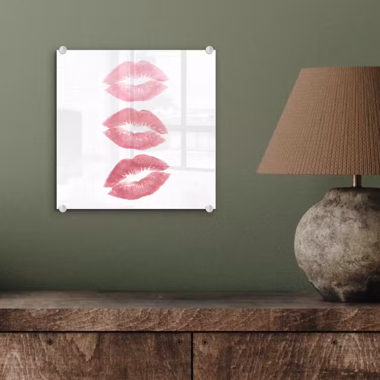 Glas schilderij - Lippen - Kusafdruk - Roze - Modern - Abstract — 4
