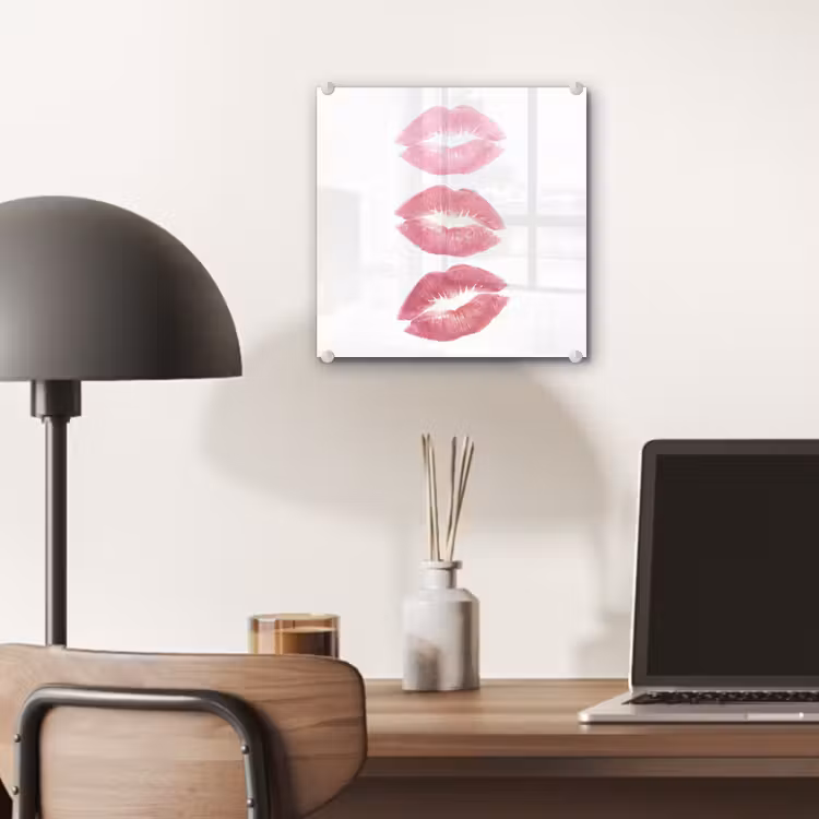 Glas schilderij - Lippen - Kusafdruk - Roze - Modern - Abstract — 7