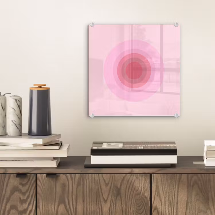 Glas schilderij - Patroon - Cirkels - Abstract - Roze - Modern — 2