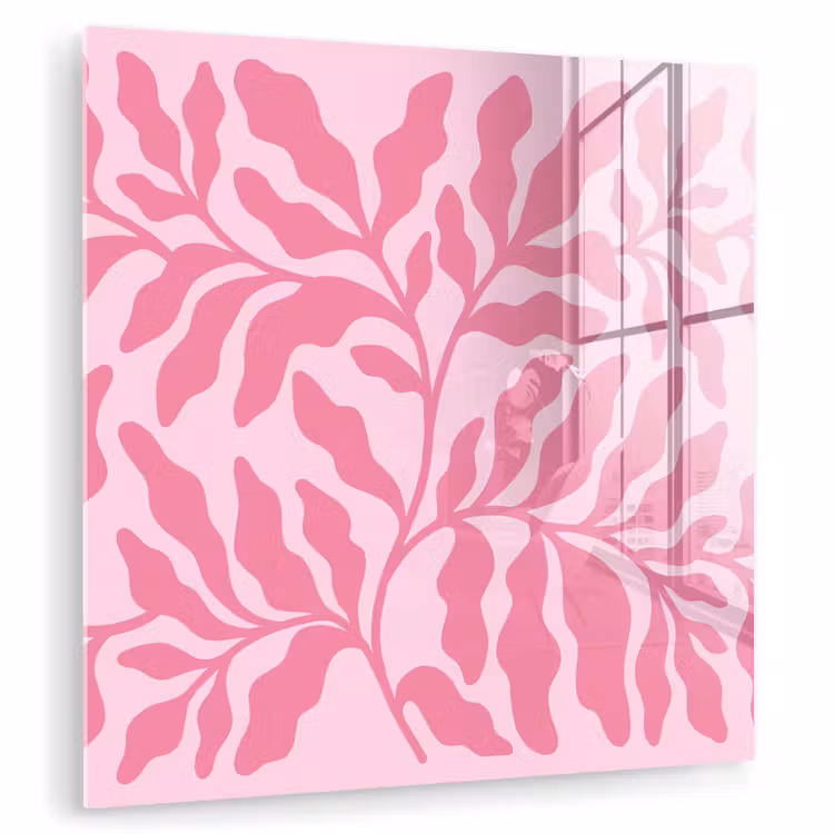 Glas schilderij - Planten - Organisch - Abstract - Modern - Roze — 1