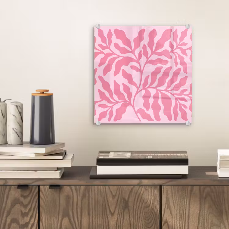 Glas schilderij - Planten - Organisch - Abstract - Modern - Roze — 2