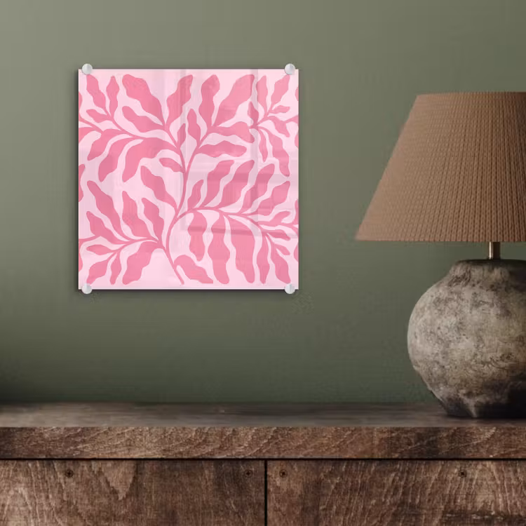 Glas schilderij - Planten - Organisch - Abstract - Modern - Roze — 4