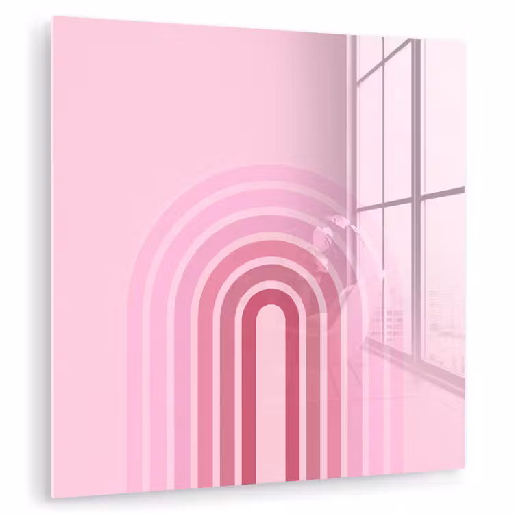 Glas schilderij - Regenboog - Roze - Abstract - Modern - Minimalistisch — 1