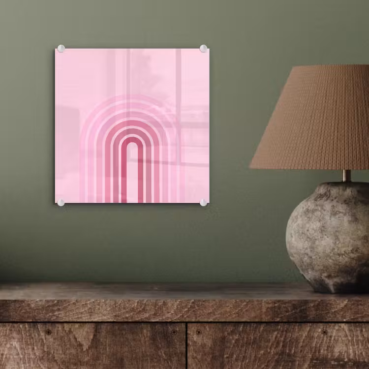 Glas schilderij - Regenboog - Roze - Abstract - Modern - Minimalistisch — 4