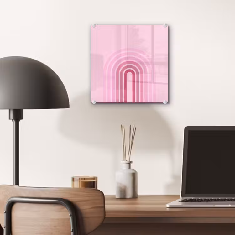 Glas schilderij - Regenboog - Roze - Abstract - Modern - Minimalistisch — 7