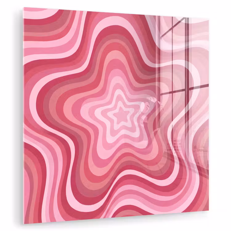 Glas schilderij - Ster - Golvend - Abstract - Roze — 1